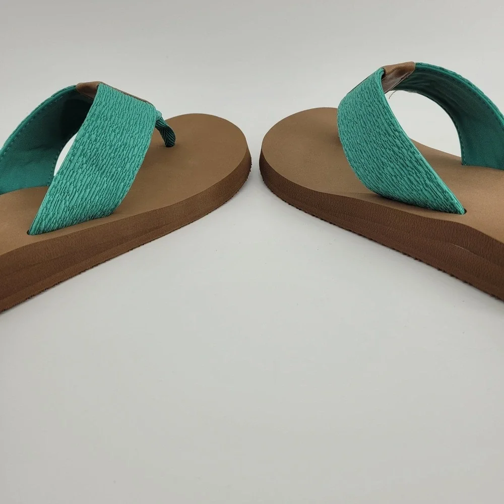 Yellow Box Warton Turquoise Fabric Platform Flip Flop Sandals Womens 8.5 M NEW - Picture 5 of 10
